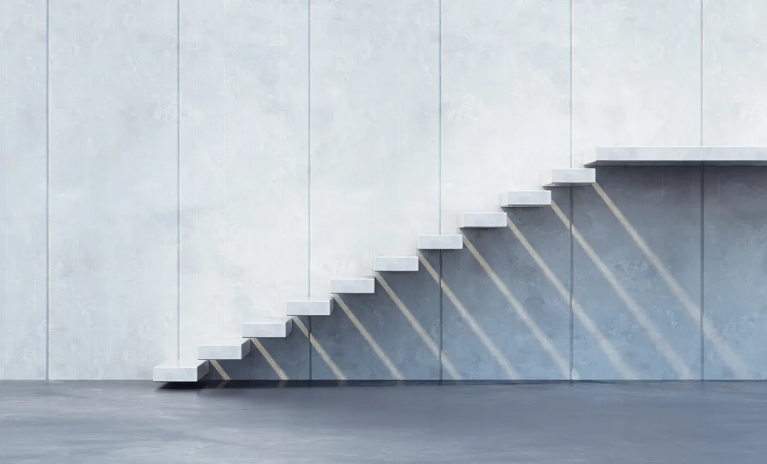 Conceptual staircase representing step-by-step progress